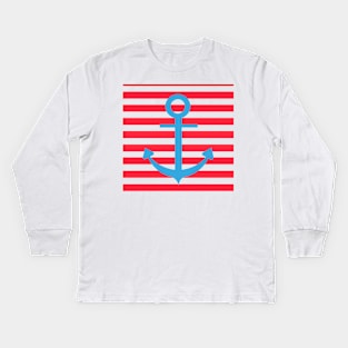 Maritime Anchor Pattern Kids Long Sleeve T-Shirt